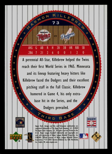 2002 Upper Deck World Series Heroes 73 Harmon Killebrew For Sale