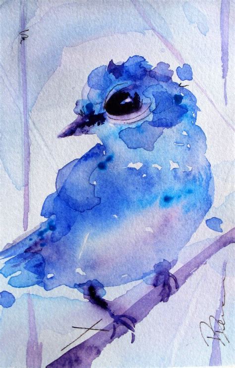 Items Similar To Watercolor Painting Of Bluebird Original Bird Art