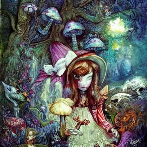 Alice In Wonderland Tripping On Shrooms Intricate Stable Diffusion