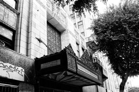 Ornate Garfield Building Sign In Downtown L A Black And White