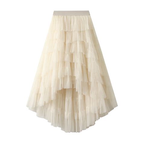 Idall Midi Skirtwomens Skirts Womens Tulle Skirt Ruffle Multilayer Mesh A Line Tier Tutu Prom