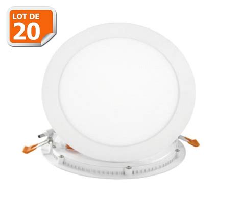 Lot De 20 Spot Encastrable Led Downlight Panel Extra Plat 7w Blanc