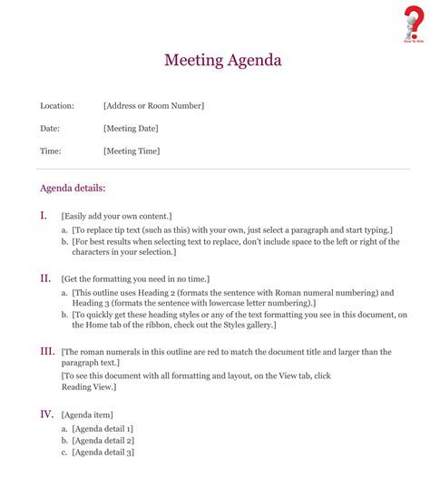 How To Create A Meeting Agenda Template