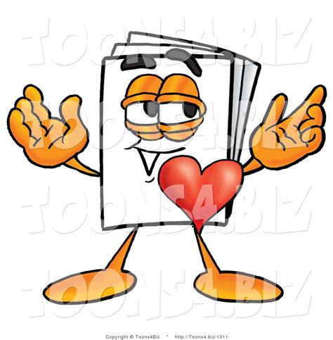 Illustration Of A Cartoon Paper Mascot With His Heart Beating Out Of