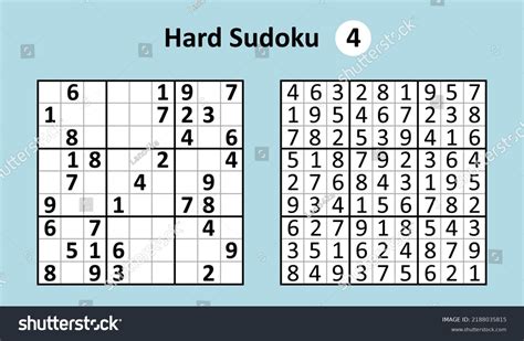 Sudoku Game Answers Hard Complexity Simple Stock Vector Royalty Free