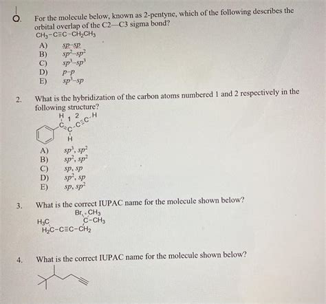 Solved Q For The Molecule Below Known As 2 Pentyne Which Chegg