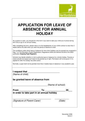 Fillable Online Barley Herts Sch Bapplicationb For Leave Of Absence