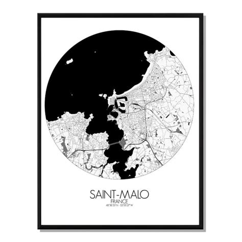 Poster Saint Malo Mappa Arrotondata 40x50 Maisons Du Monde