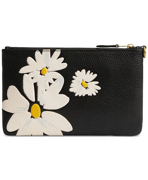 COACH Small Floral Print Leather Wristlet - Macy's