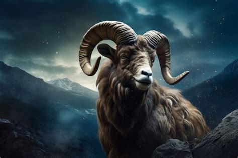 Premium Photo Majestic Mountain Ram In Dramatic Landscape At Dusk