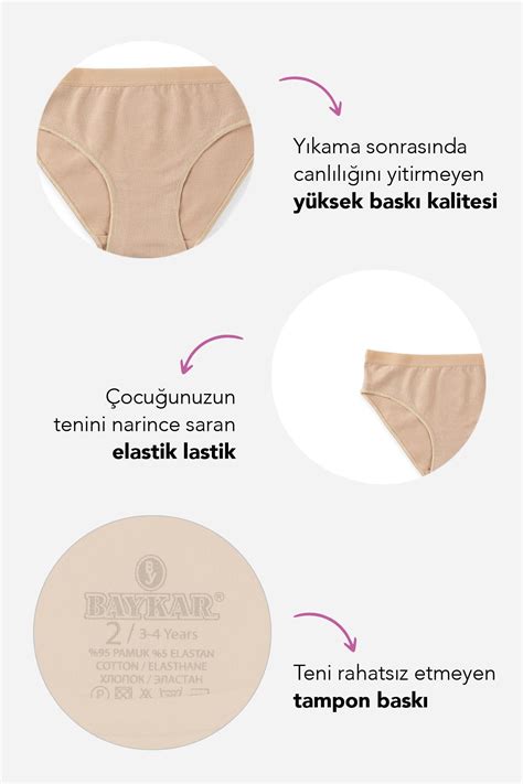 Genç Kız Çocuk Pamuklu Likralı Bikini Kesim Düz Basic Külot lı Paket Ten Rengi