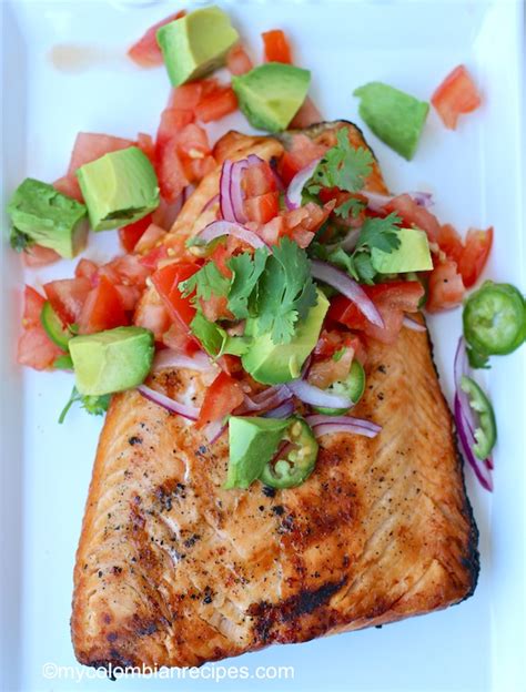 Grilled Salmon With Fresh Tomato And Avocado Salsa My Colombian Recipes