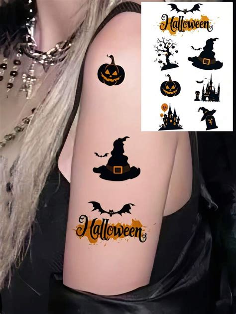 Feuilles De Petits Tatouages Temporaires D Imperm Ables D Halloween