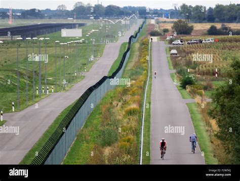 Bikers use an asphalted side road for a tour near the Kienitzberg close ...