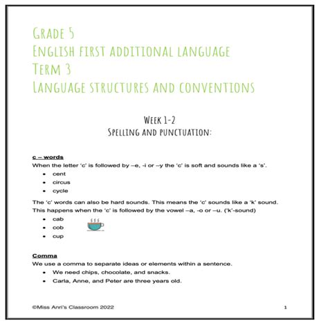 Grade 5 English First Additional Language Term 3 Booklet • Teacha