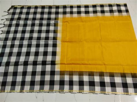 Uppada Yellow Color Border Checks Silk Saree Devi Handlooms