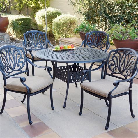 Elisabeth 5 Piece Cast Aluminum Patio Dining Set W 48 Inch Round Table By Darlee Bbqguys