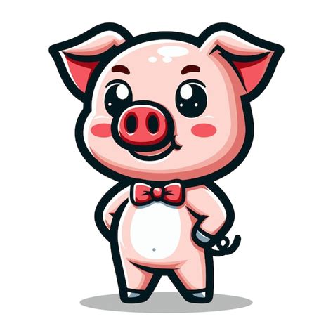 Lindo y adorable personaje de dibujos animados de cerdo ilustración