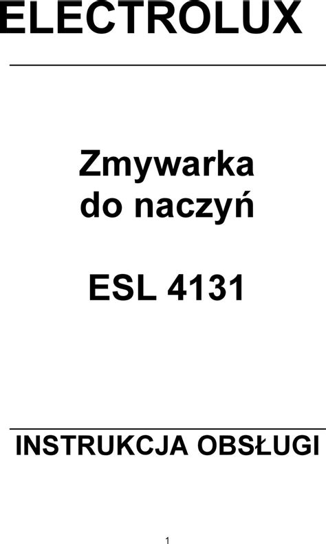 Electrolux Zmywarka Do Naczy Esl Instrukcja Obs Ugi Pdf Free