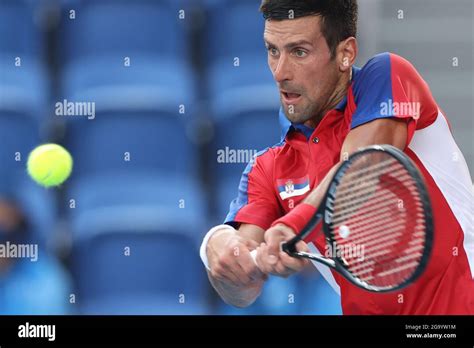 210728 Tokyo July 28 2021 Xinhua Novak Djokovic Of Serbia