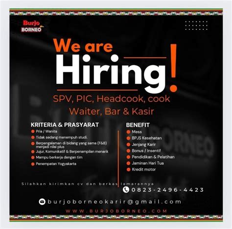 Lowongan Kerja Spv Pic Headcook Cook Waiter Waitress