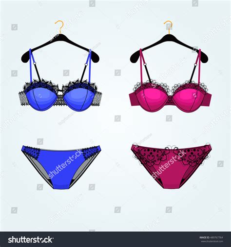 Lingerie Set Vector Fashion Illustration Bra Stock Vector Royalty Free 489767764 Shutterstock