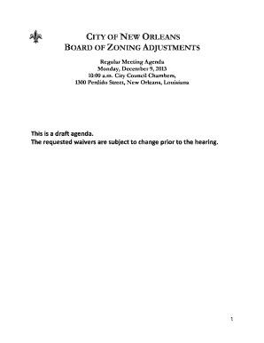 Fillable Online Nola City Of New Orleans Board Of Zoning Adjustments