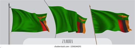 Zambia Waving Flag Set Vector Illustration Stock Vector (Royalty Free ...