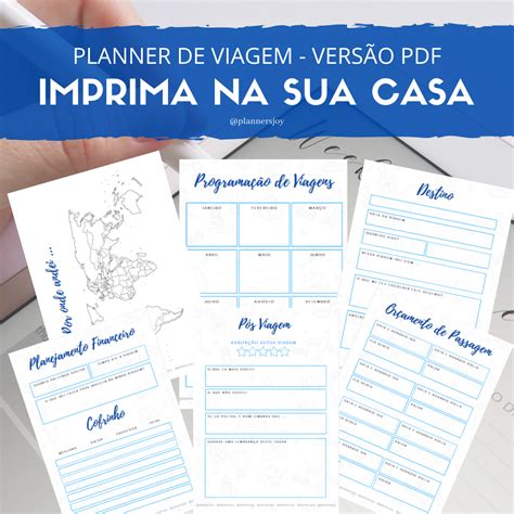 Planner De Viagem Digital Vers O Pdf Imprima Na Sua Casa Joyce