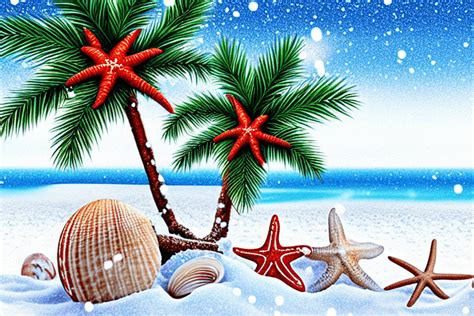 Snowy Christmas Beach Scene Palm Tree Clip Art · Creative Fabrica