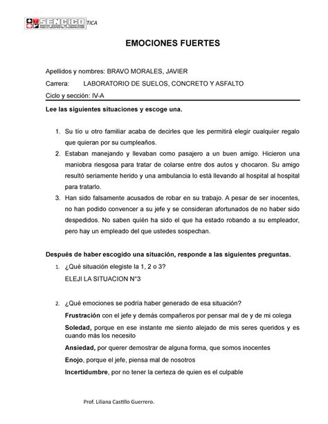 Emociones Fuertes Lectura Tica Emociones Fuertes Apellidos Y