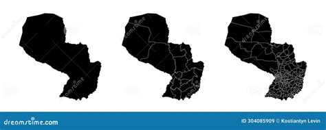 Set Of Isolated Paraguay Maps With Regions Isolated Borders