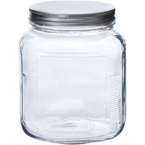 Anchor Hocking Clear Glass Quart Cracker Jar With Silver Lid