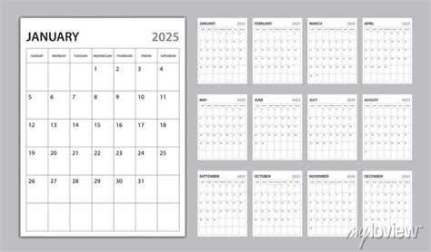 Monthly Calendar Template For 2025 Year Planner 2025 Template