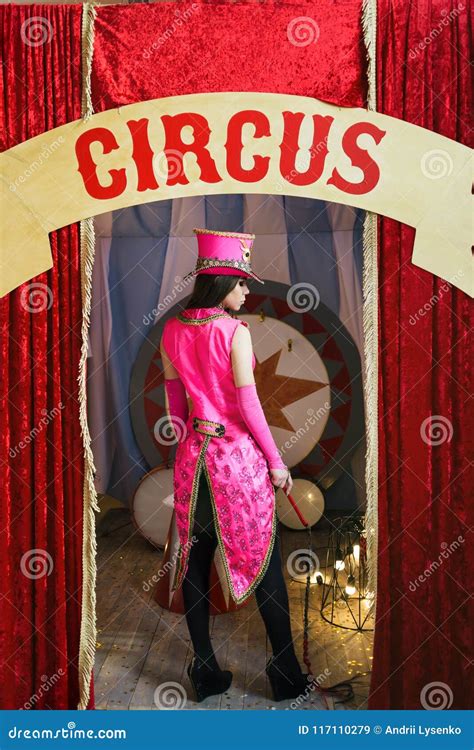 Girl Tamer Animal In A Circus Dressed In A Working Suit Stock Image