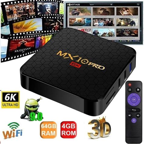 Smart Home 6K MX10 PRO 4G 32/64GB Android 9.0 TV BOX Allwinner H6 Quad ...