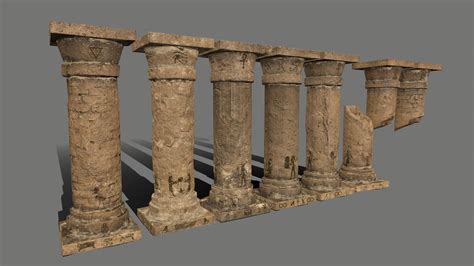 D Model Pillar Set Greek Pillars Vr Ar Low Poly Cgtrader