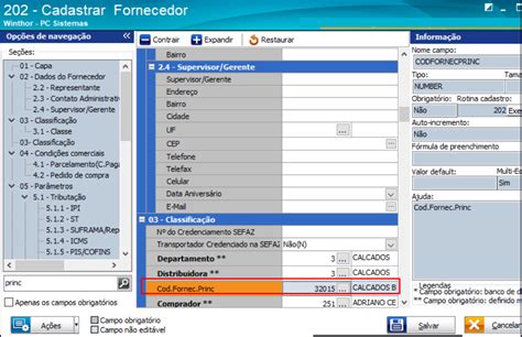 WINT O Que Fazer Quando O Campo Fornecedor Principal Da Rotina 202