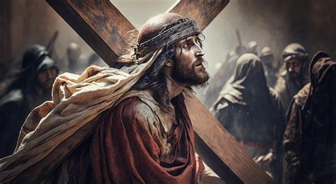 Premium Photo Divine Sacrifice Jesus Carrying The Cross To Calvary