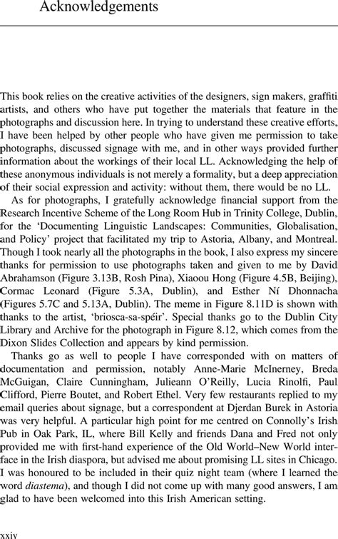 Acknowledgements Linguistic Landscapes