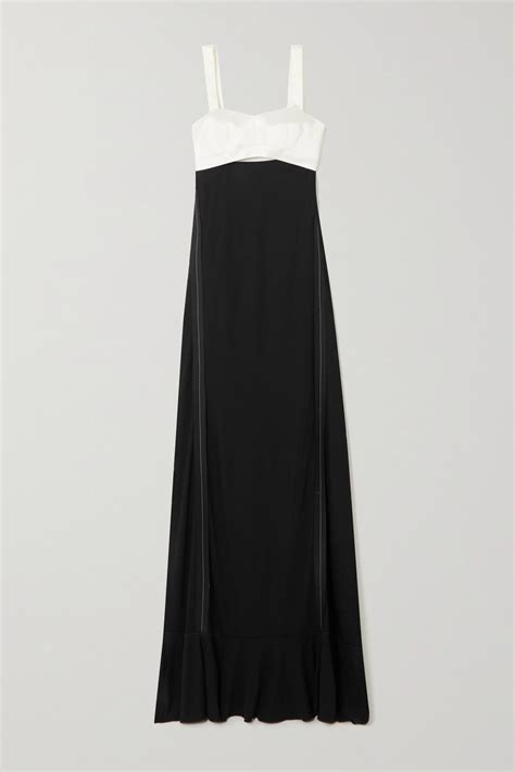 Victoria Beckham Cutout Two Tone Satin And Crepe Maxi Dress In Black Lyst