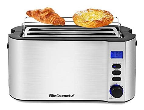 Elite Gourmet 4 Slice Digital Stainless Steel Long Slot Toaster