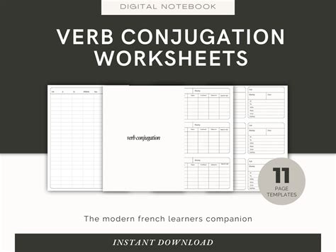 French Verb Conjugation Practice Sheets Language Learning Goodnotes