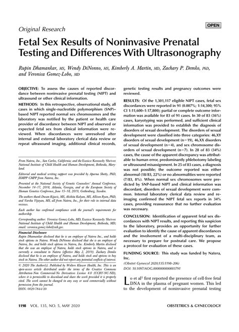 PDF Fetal Sex Results Of Noninvasive Prenatal Testing And Differences With Ultrasonography