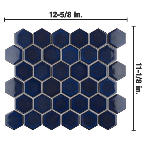 Tribeca Hex Glossy Cobalt In X In Porcelain Mosaic