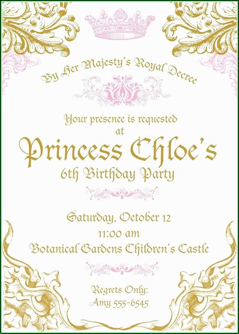 Princess Baby Shower Party Invitations Templates Template Resume