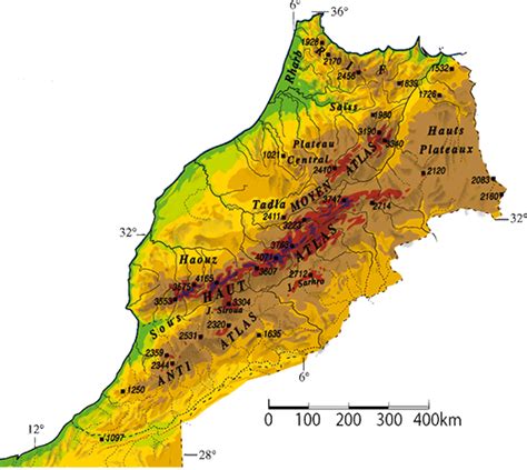 Le Maroc Carte De La Topographie Relief Carte Grand Atlas