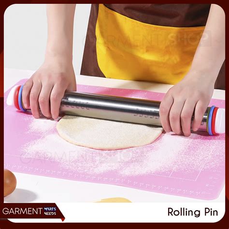 Jual Rolling Pin Stainless Steel Adjustable Penggilas Adonan Kue Anti