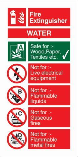 Seco Fire Fighting Equipment Safety Sign Fire Extinguisher Water Self