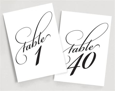 Printable Table Numbers Instant Download 1 40 Elegant Script Table